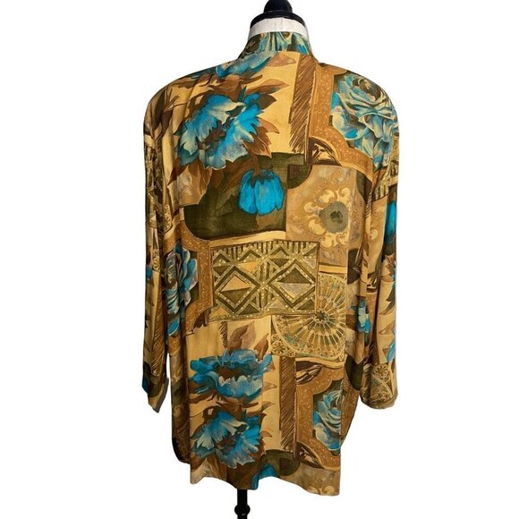 A.K.F. Vintage Womens Jacket Size Medium Rayon Scarf Art To Wear Open Front - Picture 14 of 14